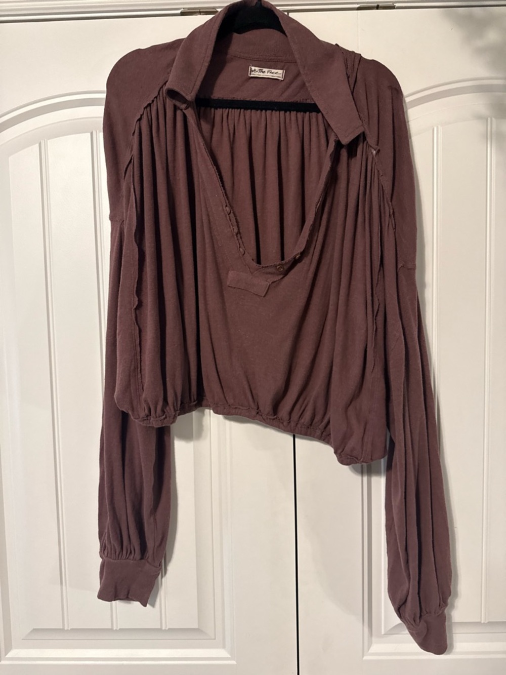 We The Free mauve cropped peasant blouse